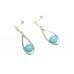 Earrings Handmade Women 925 Sterling Silver Turquoise & Marcasite Stones P568